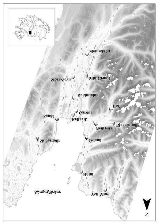 Early church organization in Skagafjörður 31 Figure 3. A map showing the church/cemetery sites that have been excavated in Skagafjörður and are mentioned in the article.