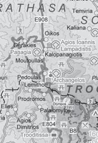 From Lemesos (via Platres & Kakopetria) - 52 km. From Pafos (via Lemesos) - 116 km. 1. 2. 3. 4. 5. 4. The Betrayal, west wall, 1474.