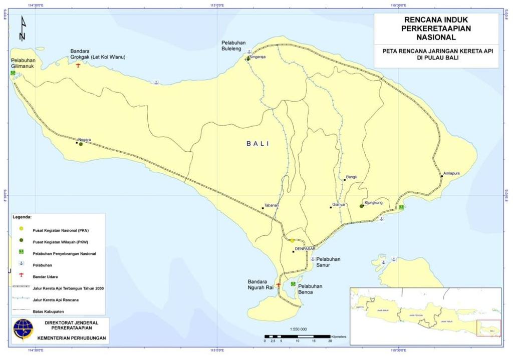 Railway Network Development in Bali Railway network plan in Bali in 2030 with the length of 326 km 2030 Program : Railway network will interconnect activity centers and tourism destinations such