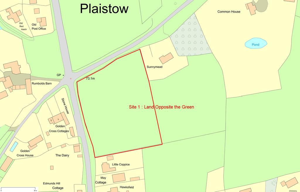 SITE 1: LAND OPPOSITE THE GREEN, PLAISTOW Plaistow CP Date Created: 6-9-2016 Map Centre