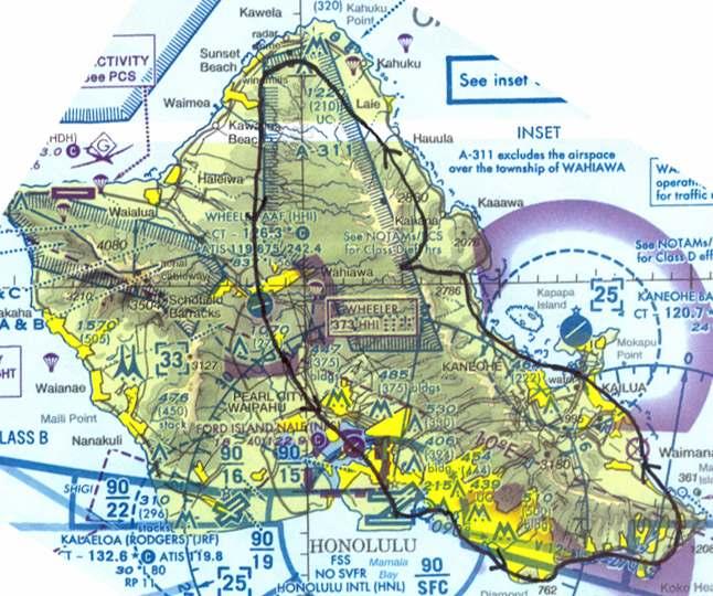 Edward A. Lester Figure 36: Standard Oahu tour route flown during the observational flight F.