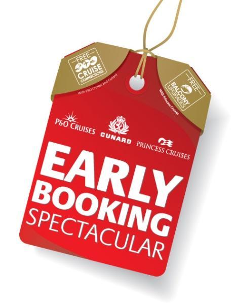 Early Booking Spectacular Up to 20% off Brochure Fares Save up to 3,040pp Receive one of the following FREE Cruise Connections: Free valet car parking Free coach transfer to/from Southampton Free