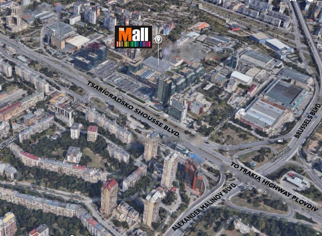 The Mall, Sofia - location 5km from city centre and 6km from airport 400 meters of frontage Easy access by car and public transportation, and convenient proximity to Sofia International Airport,