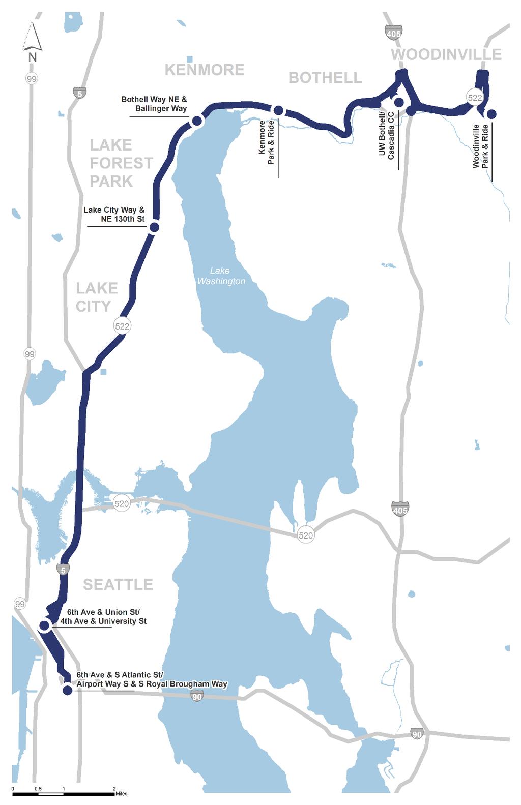 Route 522: Woodinville - Seattle SR 522 NORTHBOUND STOPS AVERAGE WEEKDAY SOUTHBOUND STOPS AVERAGE WEEKDAY ONS OFFS ONS OFFS 6th Ave S & Atlantic St 111 0 Woodinville Park & Ride 130 0 4th Ave S & S