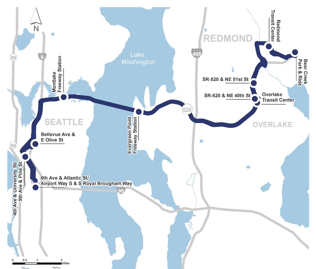 Route 545: Redmond Seattle SR 520 EASTBOUND STOPS AVERAGE WEEKDAY WESTBOUND STOPS AVERAGE WEEKDAY ONS OFFS ONS OFFS 6th Ave & Atlantic St 191 0 Bear Creek Park & Ride 447 0 4th Ave & S Jackson St 572