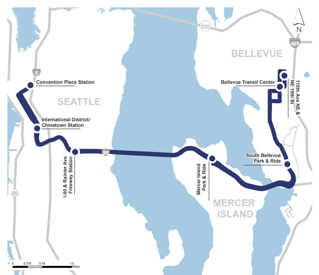 Route 550: Bellevue Seattle I-90 EASTBOUND STOPS AVERAGE WEEKDAY WESTBOUND STOPS AVERAGE WEEKDAY ONS OFFS ONS OFFS Convention Place Station 907 0 110th Ave & NE 10th St 313 0 Westlake Station 1,539