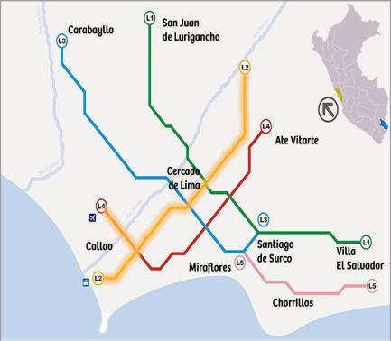 LINE 2 AND BRANCH LINE OF FAUCETT AV. - GAMBETTA AV. OF THE BASIC NETWORK OF THE METRO OF LIMA AND CALLAO CALLED Location: Lima and Callao.
