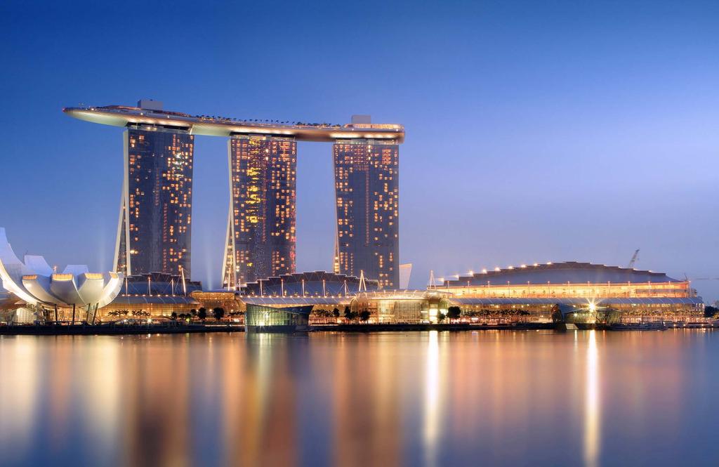 The SkyPark spans the top level of all three Marina Bay Sands