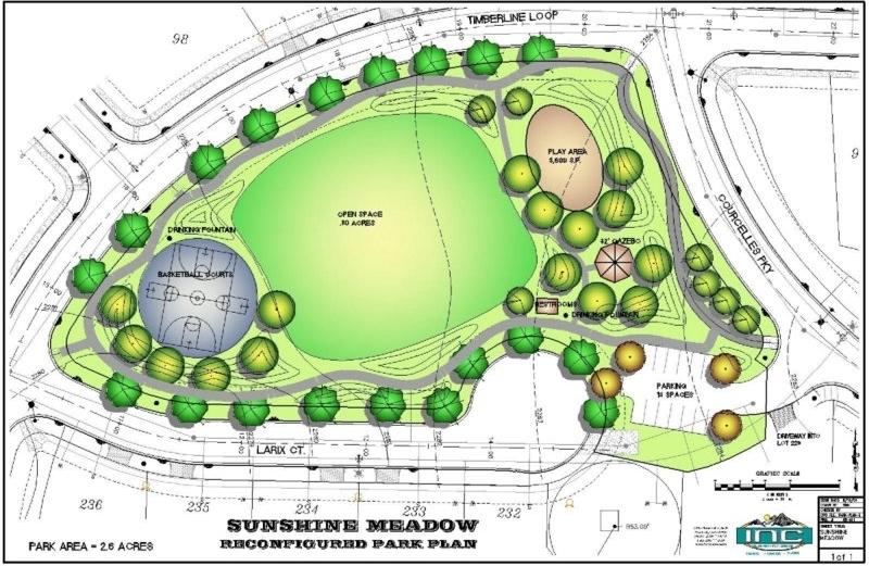Sunshine Meadows Park (pending) Park Type: Location: Size: Ownership: Current Master Plan: Existing Facilities: Comments: Neighborhood Park Larix Court and Timberline Loop 2.