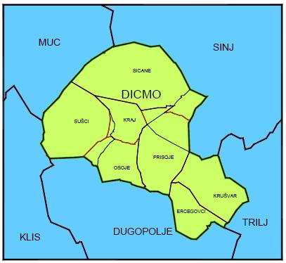 4 OSNOVNI PODACI O OPĆINI DICMO 4.1 Položaj Općina Dicmo je dio Dalmatinske zagore.