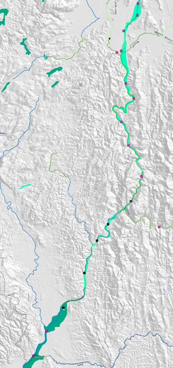 Figure 16: Map zoom on the upper Sava and tributaries: Plans will systematically turn the still