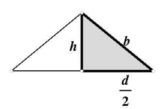 65 Staklena površina piramide Da bismo odredili površinu pobočke, izračunajmo prvo duljinu b bočnog brida piramide. Duljina dijagonale baze piramide je d = a 2 = 35 2 49.5 m (slika 1.). Slika 1.