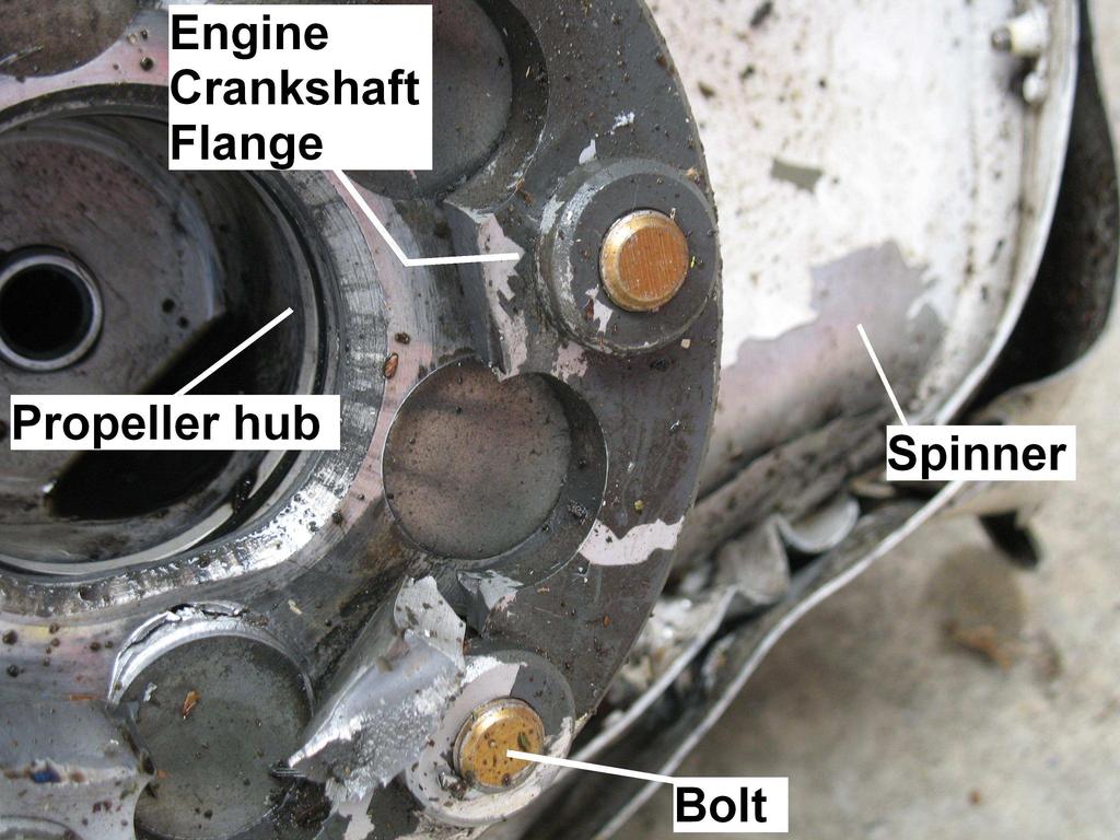 The remains of the crankshaft and the propeller hub were scrutinized.