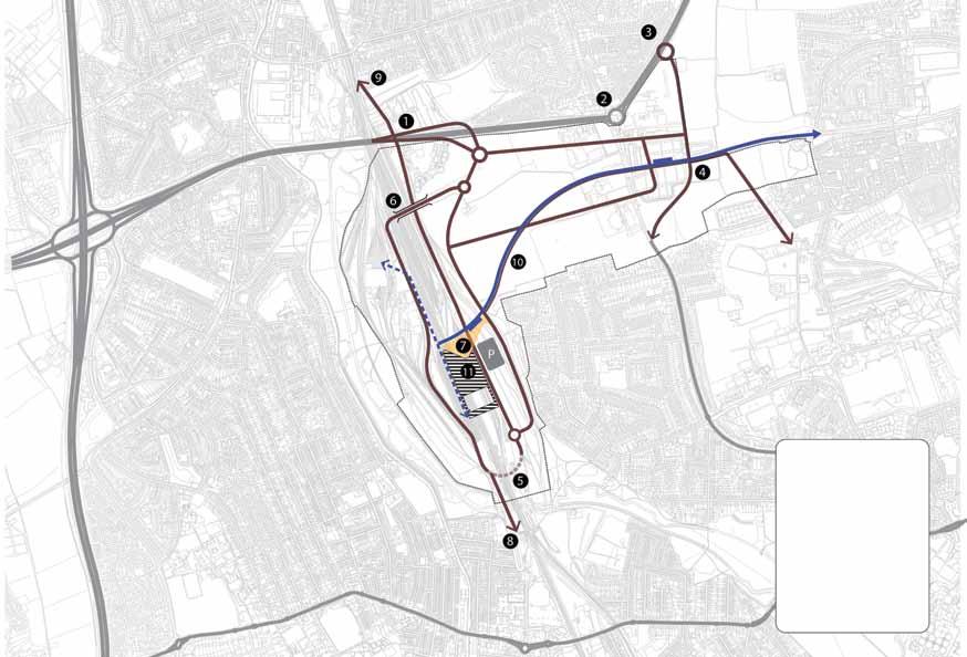 Section 3 Connectivity Local Road Access Diagram 1 New A52 access 2 Remodelled Bardills roundabout 3 New Bardills roundabout 4 New Toton Lane 5 HS2 underpass 6 HS2 overpass 7