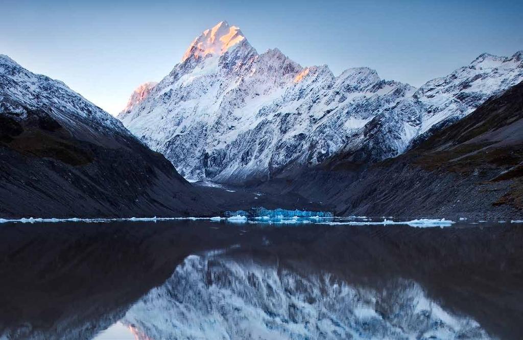 ITINERARY DAYS 3 AND 4 - AUGUST 22-23 Mount Cook A mid-way base for the tour, we will make cosy and spacious Aoraki Lodge in Aoraki Village, our home for two nights and enjoy spectacular views over