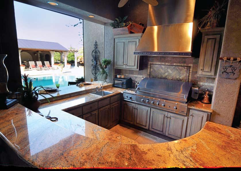 SUGAR LAND HOMES Sweet Outdoor Kitchens The Collins outdoor kitchen boasts all the amenities of an in-home kitchen Written by Brenda Thompson Counter space is great for serving or dining Sugar