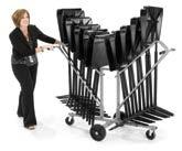 LARGE CART Large center wheels, smaller outside wheels deliver a smooth ride up ramps, around corners and over