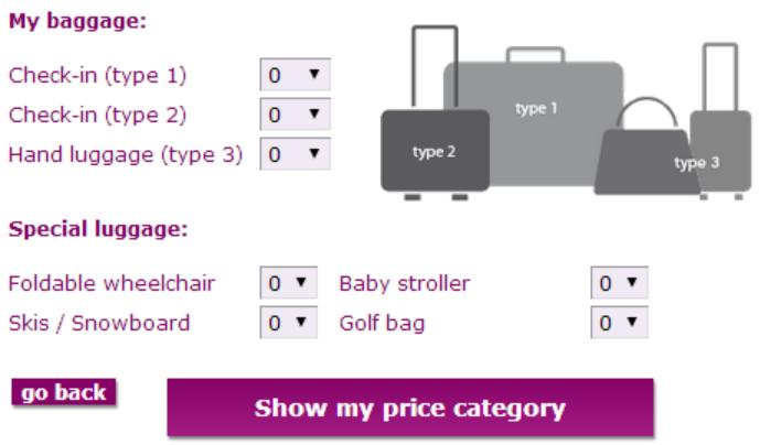 Tinker differentiates between the following types of luggage: - Type 1: 4 LU.