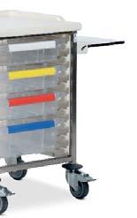 cover, (max load per tray 5kg) Each trolley is supplied with perforated coloured label strips (white, blue, green,
