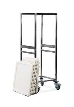 accessories (see options) 100/150mm deep translucent high impact plastic trays feature an integral handle with plastic clip on label cover, (max load per tray 5kg) Each trolley