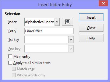 Brisati obilježeni unos Označite tekst iz kojeg želite stvoriti unos te odite na Insert > Indexes and Tables > Entry kako bi