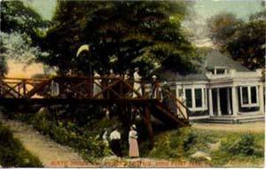 The Women s Cottage from a different perspective, showing the wooden footbridge which