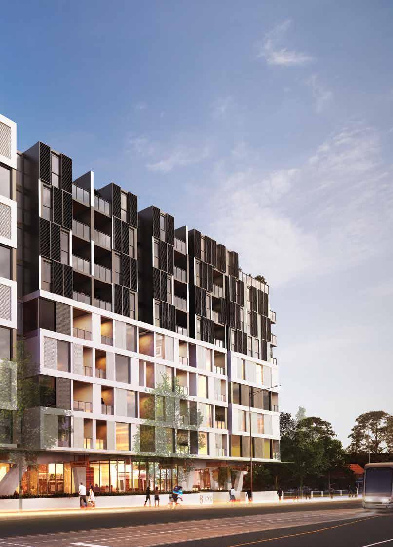 AN ICONIC DESIGN ON LYGON STREET Designed by award-winning architect, CHT Architects, this iconic 9-storey building marries cafe culture and retail at its base with chic urban living above.