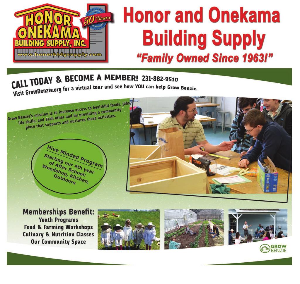 Honor and Onekama Building Supply are proud supporters of Grow Benzie and
