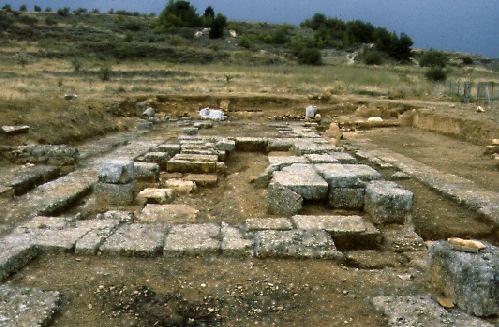 70 m), and a system of decorative supports along the walls probably existed also here, carried by blocks with deep foundations placed at regular intervals in a bench slightly raised above the surface