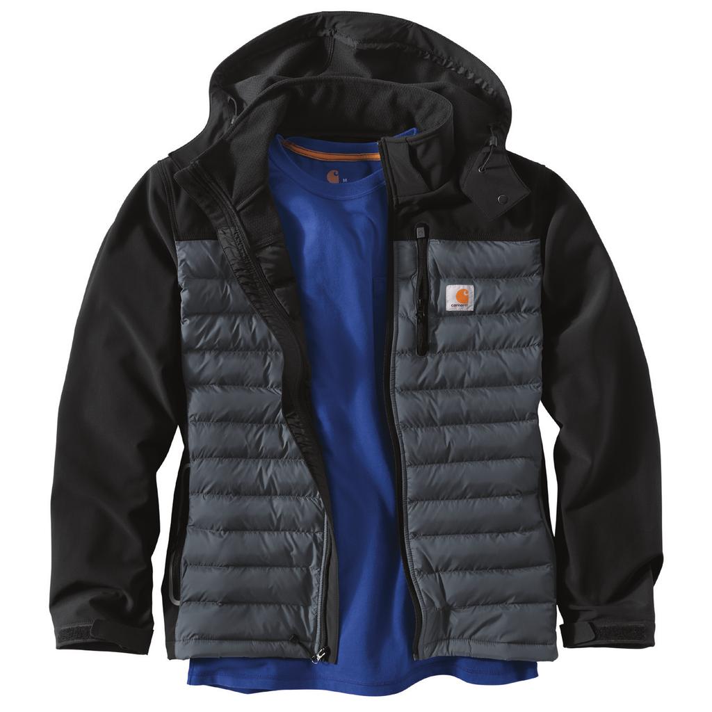 101743 - MEN S DENWOOD HYBRID JACKET Move-with-you Rugged Flex fabric. This soft shell hybrid features ultra-light 3M Thinsulate Featherless Insulation for warmth.