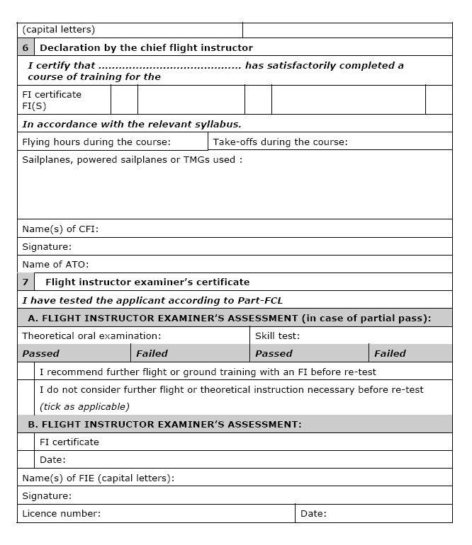 ( c) Report form for the FI for balloons