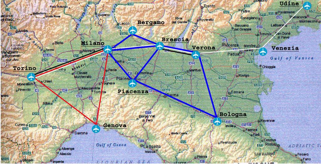 9. CONCLUSIONS The situation in northern Italy -- where more than ten airports are located within an area 500 kilometres in diameter -- lies between individual, separated infrastructure and a