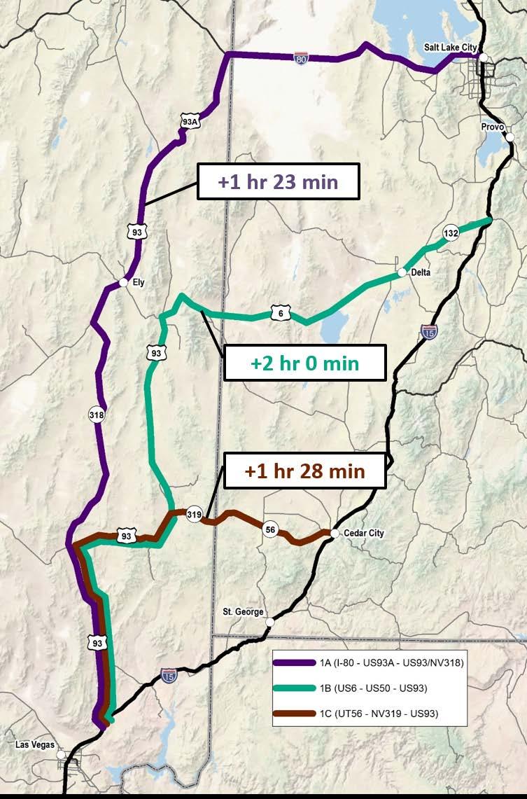 Figure 2-2. Alternate Route Options Around the Virgin River Gorge and Moapa Valley SECTION 2 ALTERNATE ROUTE DELINEATION Table 2-3.