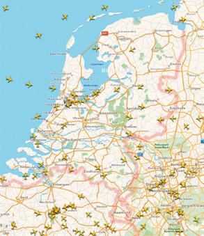 Scheduled air traffic above the Netherlands at 4:00 PM on December 17th 2014 SEA for air traffic growth: a lost opportunity?