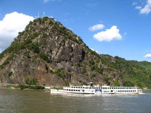 Loreley Information: The Loreley is a rock on the eastern bank of the Rhine near St. Goarshausen, Germany, which soars some 120 metres above the waterline.