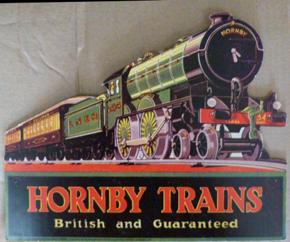 6.43 Showcard (replica): Hornby depicts Yorkshire locomotive and two Pullman
