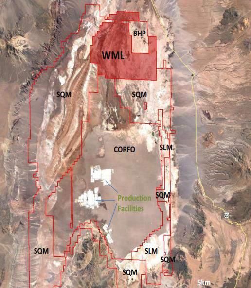 A Atacama WML s flagship project (I) The Atacama Salar The world s highest grade and largest producing lithium brine deposit Currently producing ~1/3 of global lithium output High grade of both