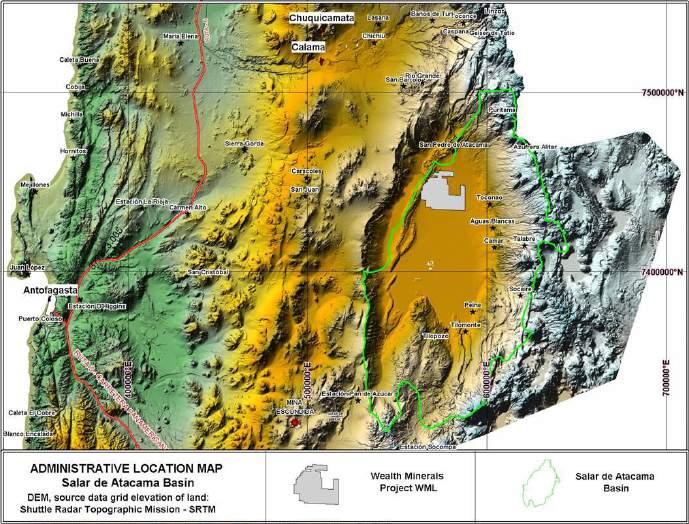 A Atacama WML s flagship project (III) Executive Summary from NI 43-101 Report The Salar de Atacama is host to more than 15% of the world s known lithium reserves, and yet exploration and production