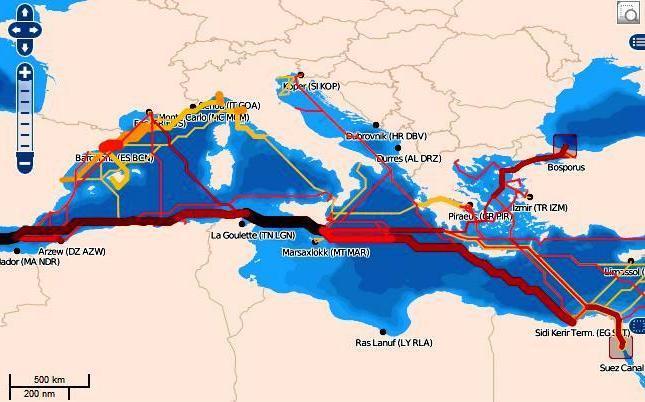 Figure 2: Major transport routes within the Mediterranean Sea Source: www.rempec.org, February 2012.