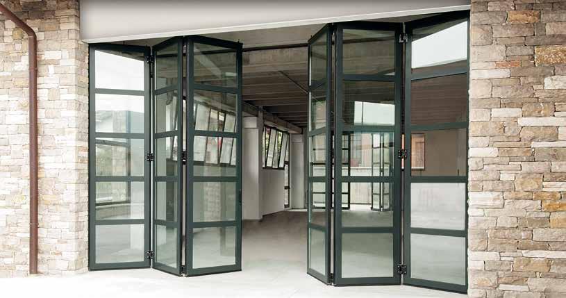 PL-GL Glazed folding doors without bottom rail Industrial architecture is following the general trend and using more colour.
