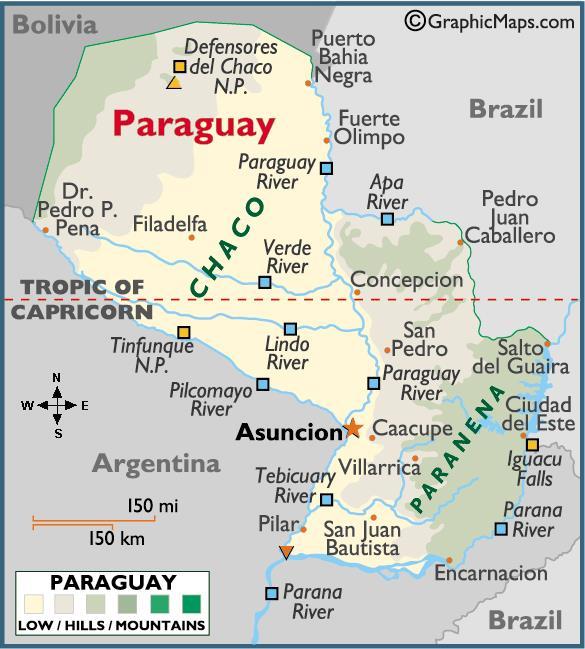 Paraguay Capital: Asuncion Size: 157,048 sq. mi.