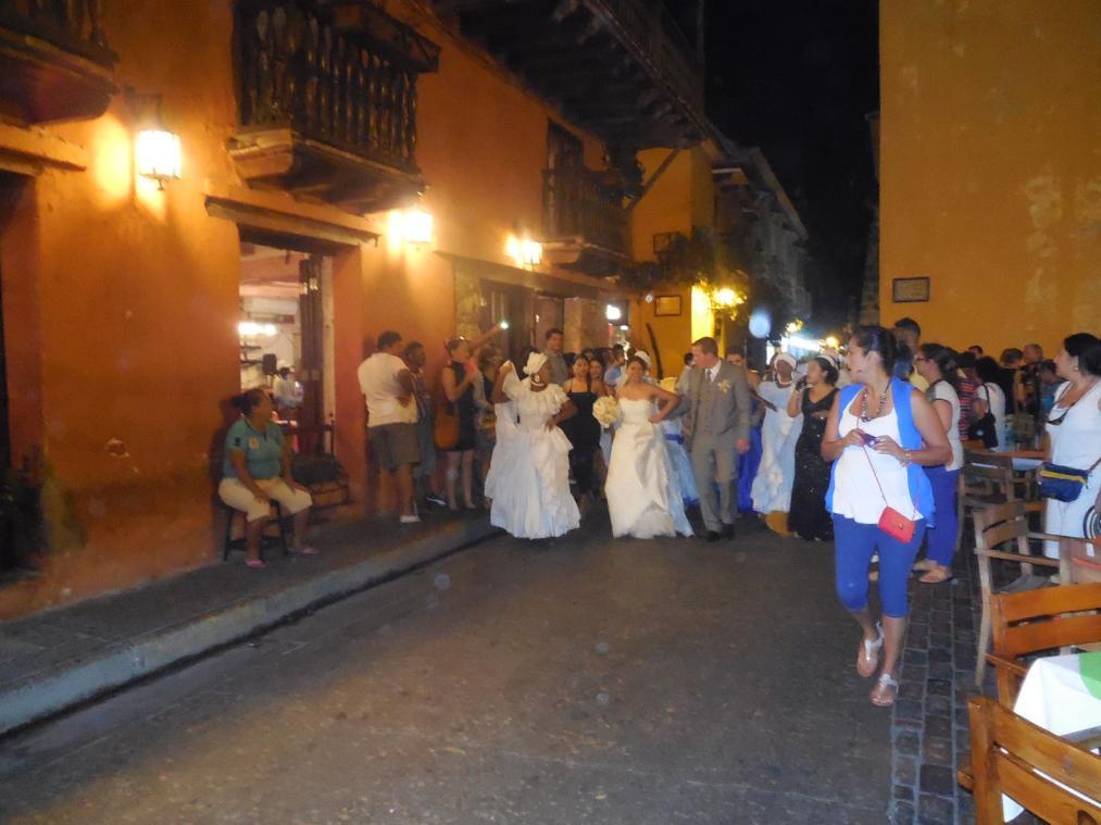 After the wedding ceremony, the bride and groom came out of the Santo Domingo Church and