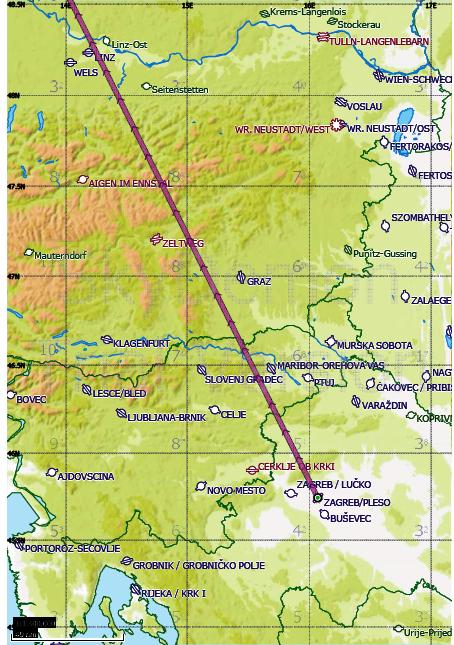 Prilog 2: Karta ucrtane rute leta LDZA