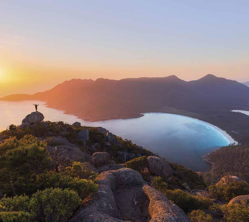 FREYCINET AND EAST COAST Up the east coast from Hobart you ll find the famous Freycinet National Park, home to the postcard-perfect, moon-shaped curve of Wineglass Bay.