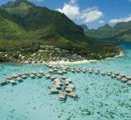 South Pacific Stopovers MOOREA Just off the coast of Tahiti, Moorea sits in a shallow lagoon surrounded by coral reefs and translucent waters.