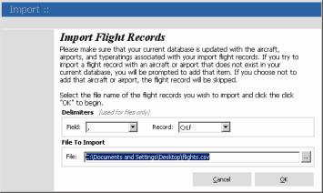 23 AirLog Pilot Logbook V3 5 Importing And Exporting Records 5.1 Import 5.2 Export The import screen allows you to import records from several formats.