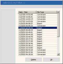 Record Maintenance 26 6 Record Maintenance 6.1 Log Files Log Files Log Files The log files grid is available to review any import and export activity.
