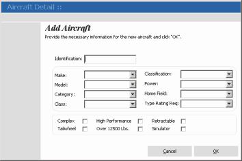 You can select aircraft records with your mouse or by navigating with the up and down arrows on your keyboard.