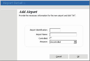 You can select airport records with your mouse or by navigating with the up and down arrows on your keyboard.