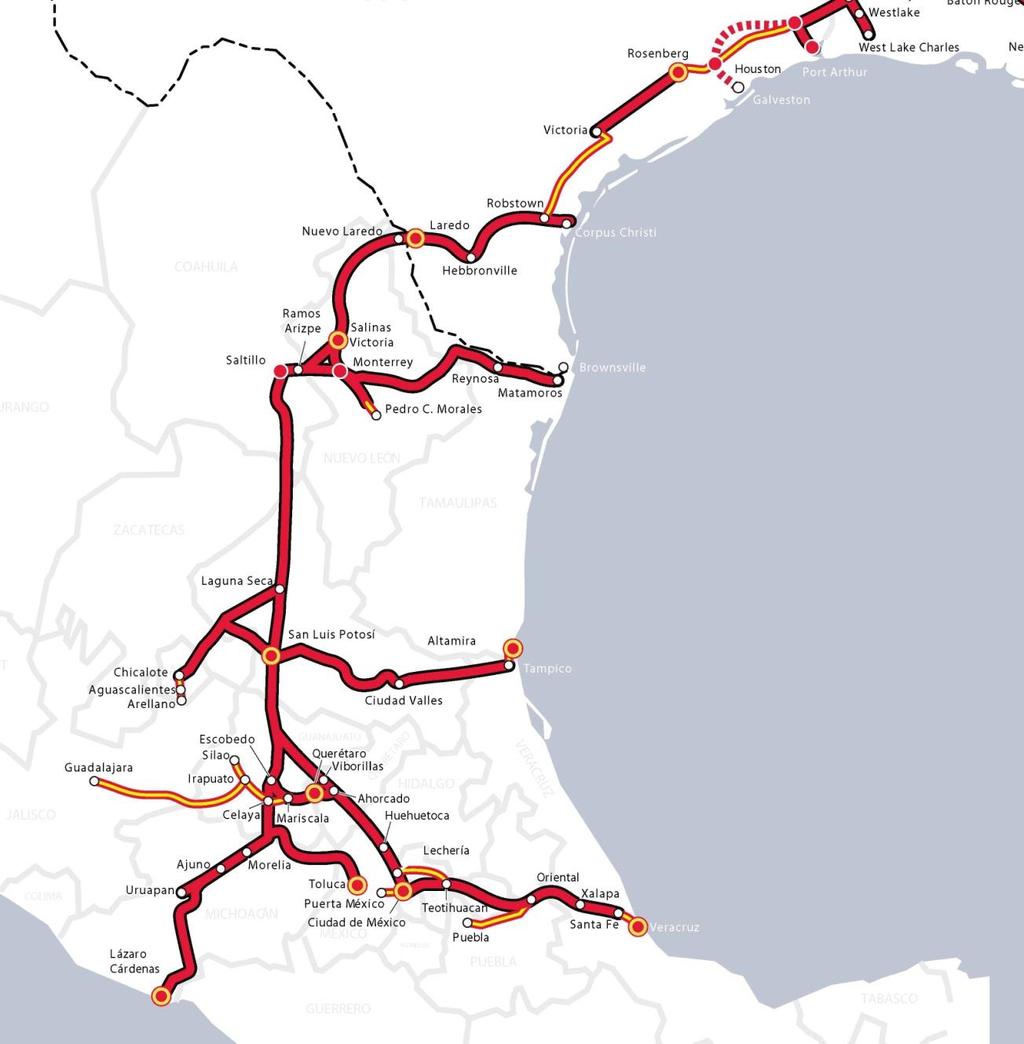 Capital Spending Cross Border Network Between 2008 and 2011 (full year estimate), KCS projects it will have invested more than $275 million on the Houston to Lazaro Cardenas cross border corridor